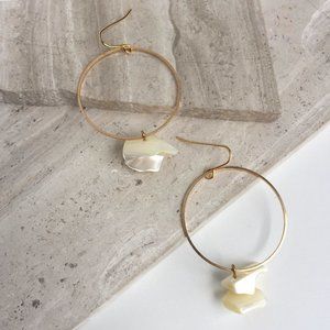 Gold Hoops w/ Mother of Pearl dangles — Earrings